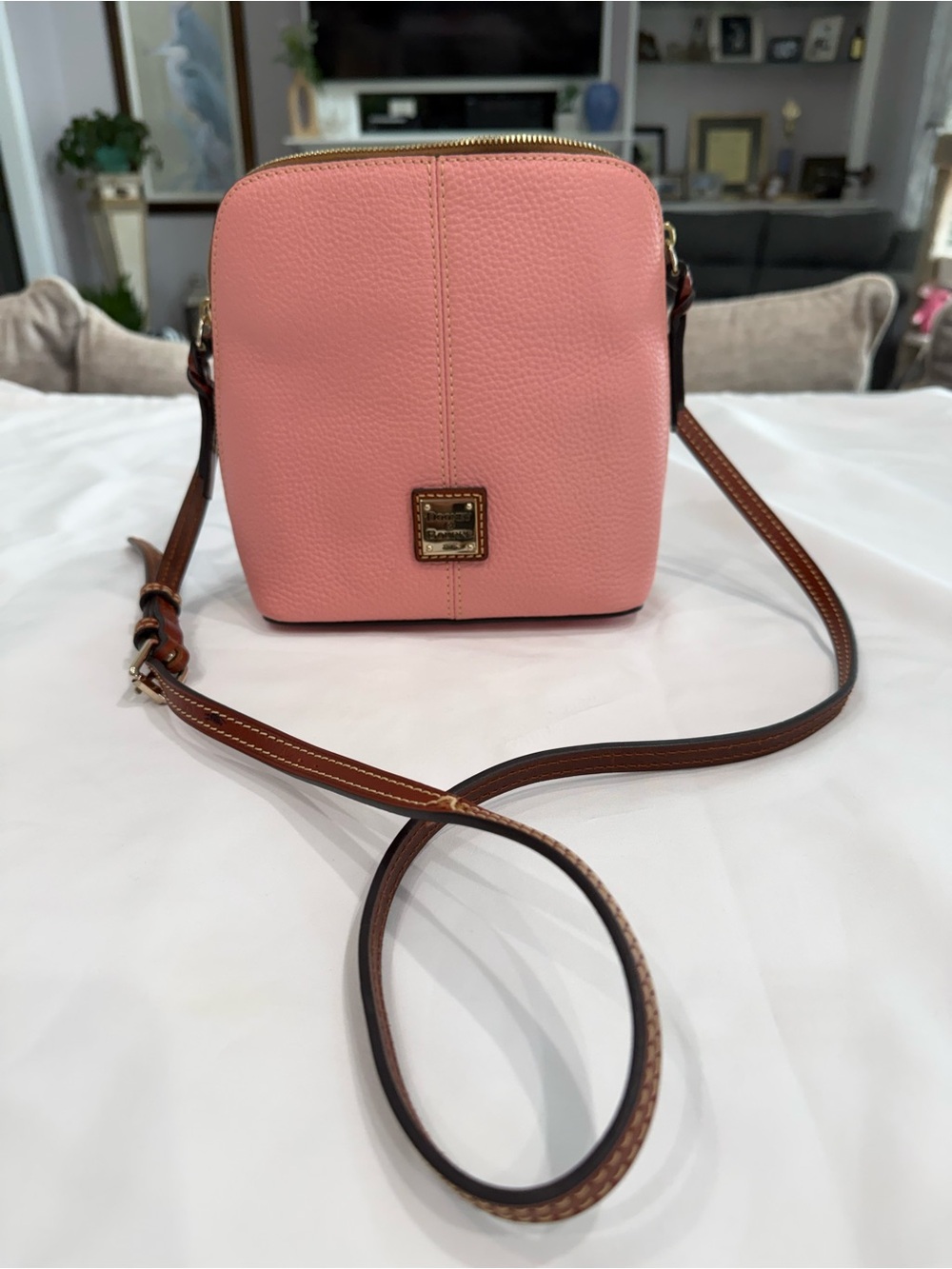 Dooney & Bourke Pebbled Leather Trixie Crossbody coral Pink Br. Leather TrimNWOT